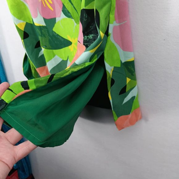 NWOT Eliane Rose Womens Tropical Summer Print Tunic Tank SZ S Side Slits Lined - Picture 9 of 16